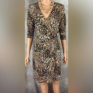 NWT Leopard Print Gorgeous Wrap Dress w/Gold Metal Hardware Sz 6 by Glamour